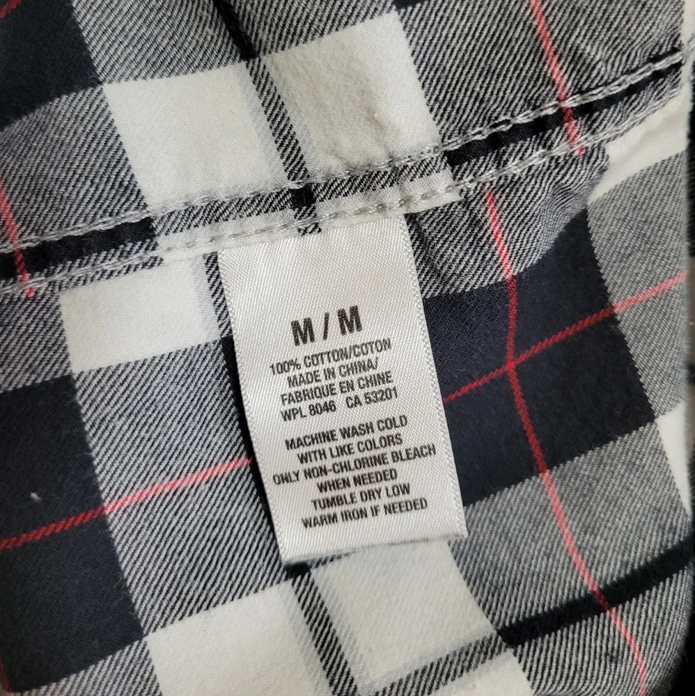 Aeropostale Black and White Cotton Flannel long sleeve shirt‎ size Med - Picture 7 of 7